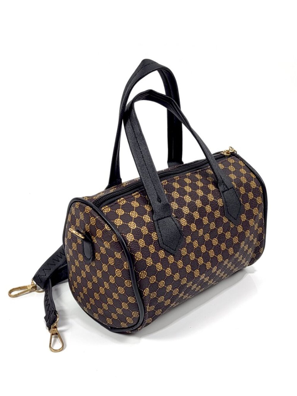 Barrel Crossbody Shoulder Bag Removable Strap Lady's Mini Vegan Printed Leather